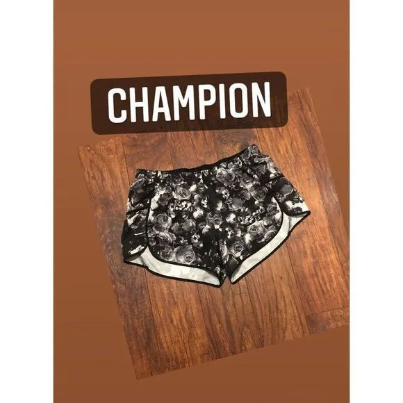 Champion flowers floral print athletic running workout women M shorts - Image 2