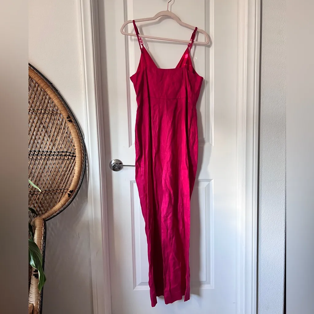 Reiss Petite Emilia Pink Sleeveless Jumpsuit 100% Linen Size 8P - Image 7