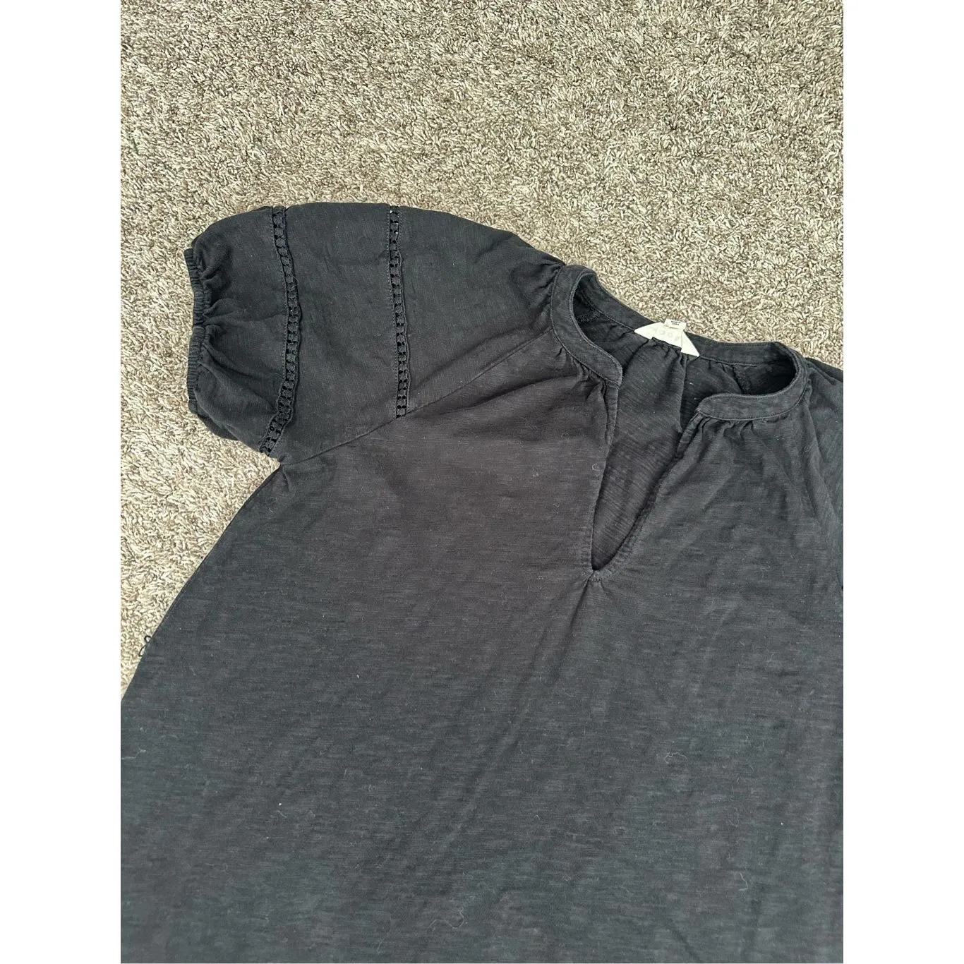 Boden Trim Detail Jersey Mini Dress Black Women’s 14R Short Sleeve Cotton Boho Size L - Image 8