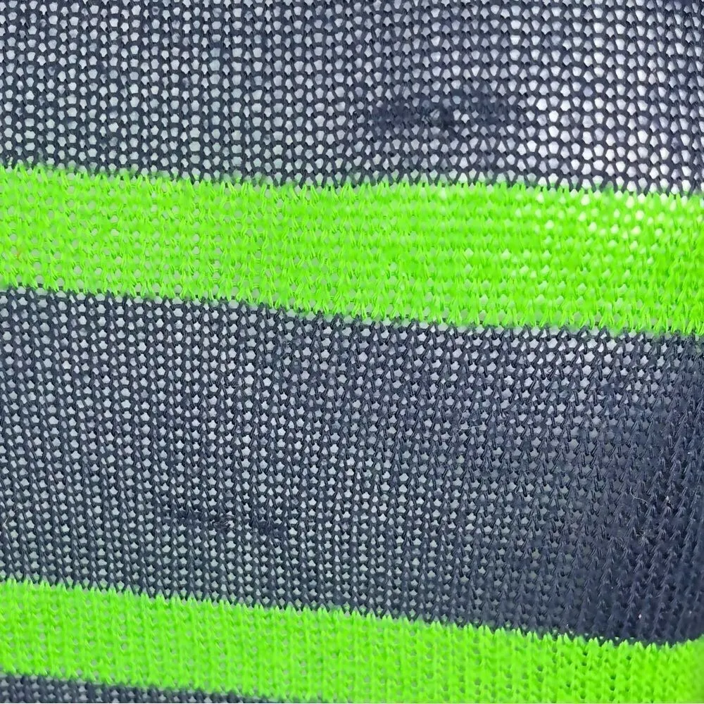 Chris & Carol Open Knit Dolman Short Sleeve Green Stripe Sweater Navy Blue S - Image 8