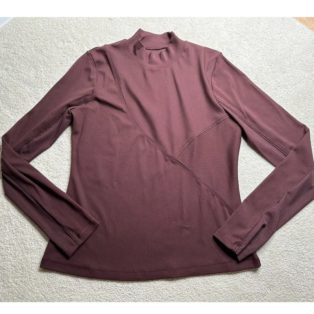 Nike: Maroon Ribbed Long Sleeve - Image 5