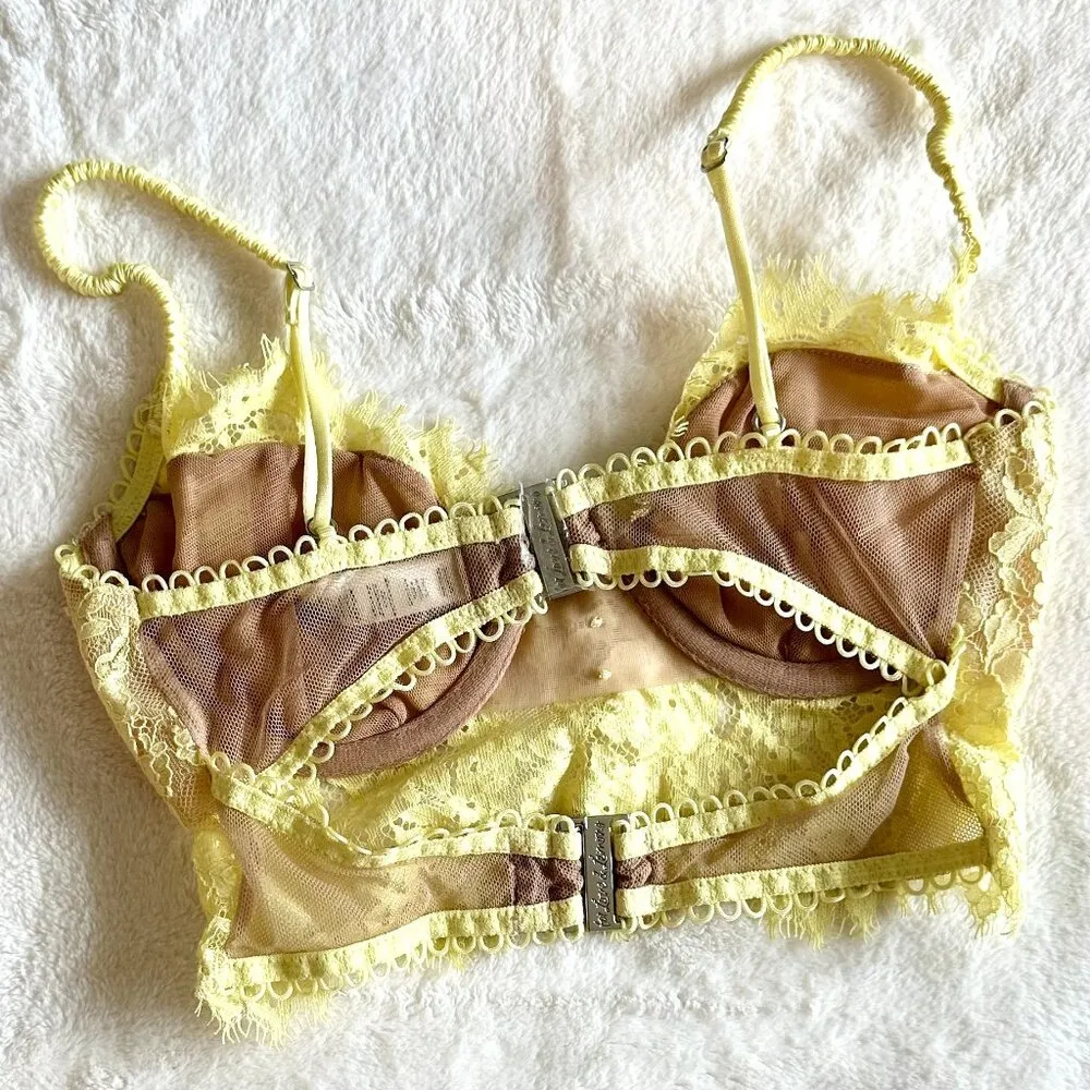 NWOT For Love & Lemons Yellow Faye Lace Underwire Bustier Top - XXS - Image 7