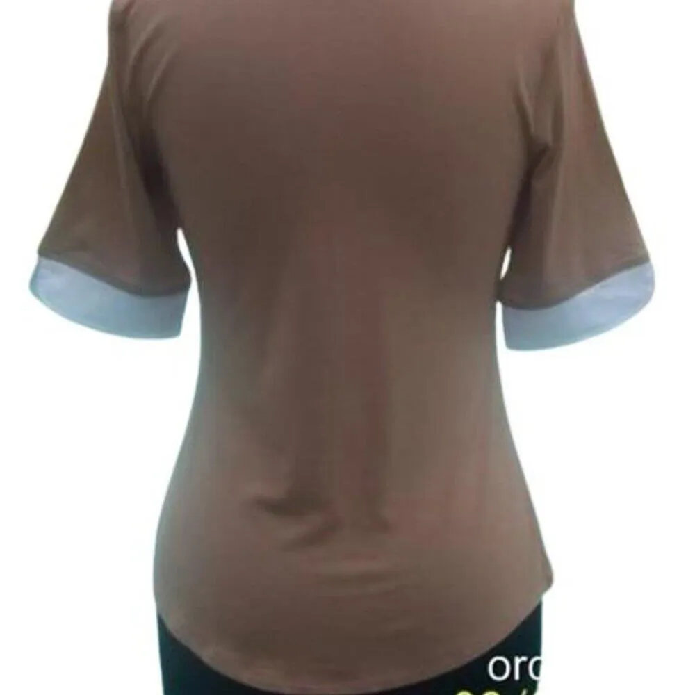Cache Brown Lace Up Front Ruched Bust Stretch Top New Rayon Spandex $88 NWT - Image 7