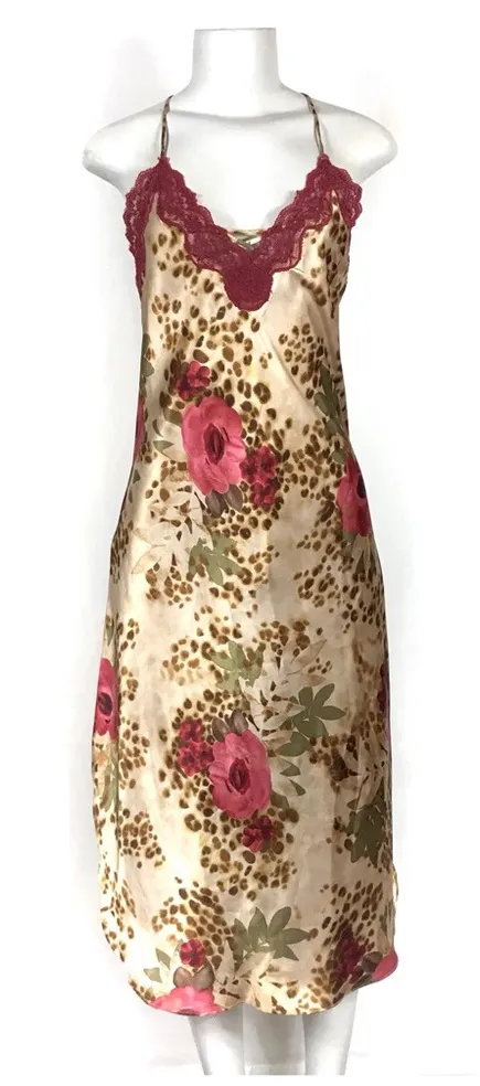 Lucy Pereda Nightgown Slip Dress Robe Kimono Size Medium VTG Y2K Lace Le… - Image 3