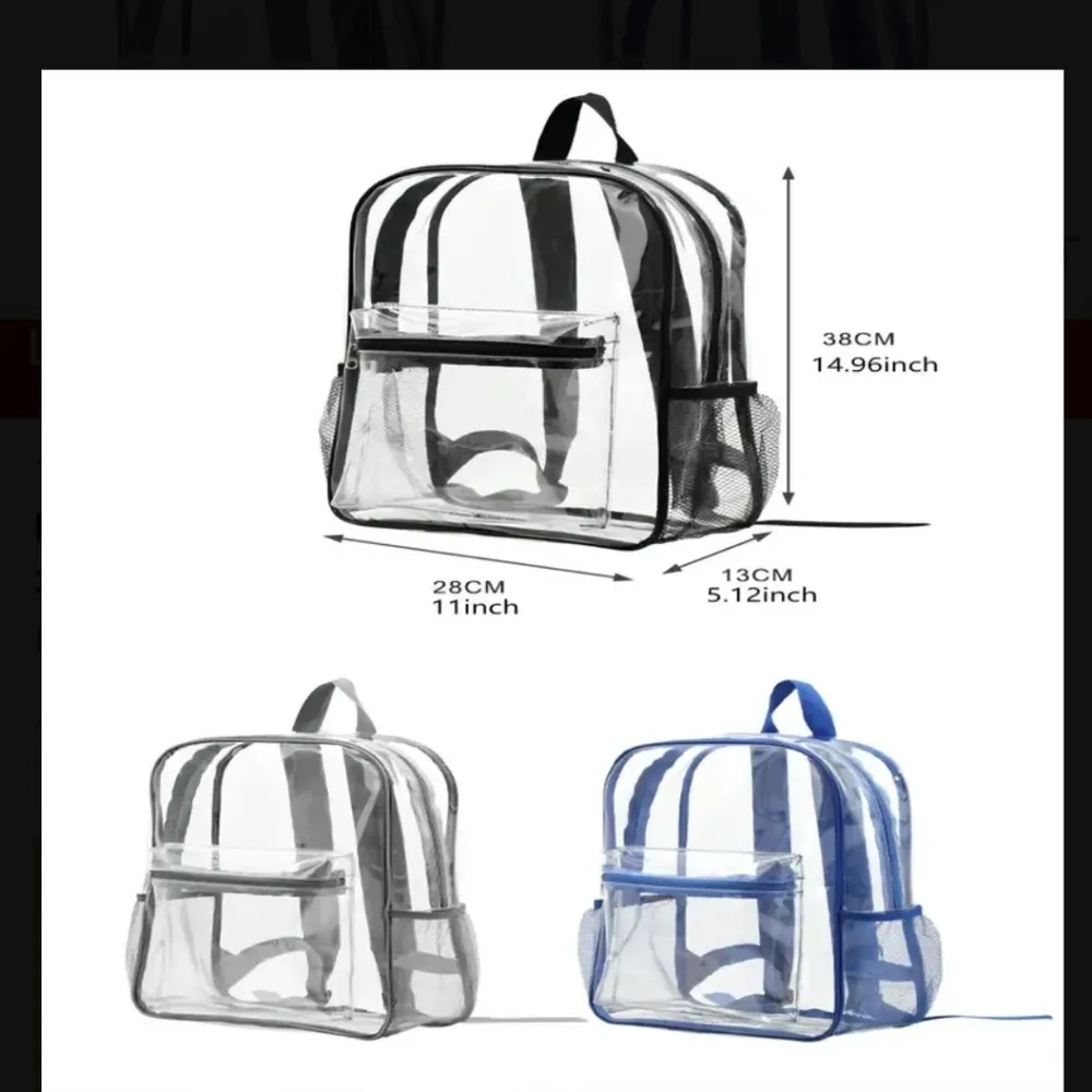 Clear black trimmed mini stadium approved backpack full size New - Image 2