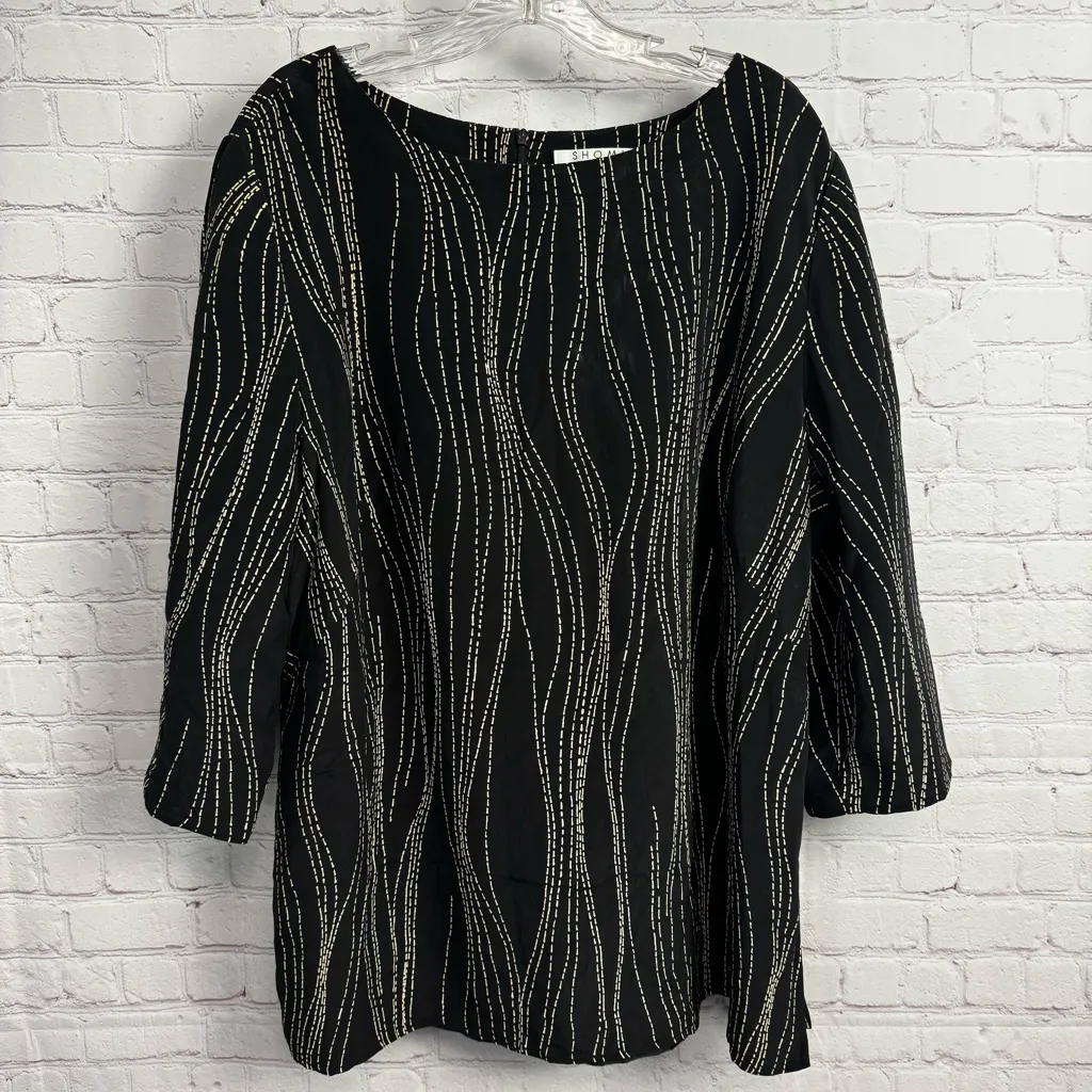 Shomi by Miller Shor retro glam gold and black silk tunic size 20 old money - Image 2