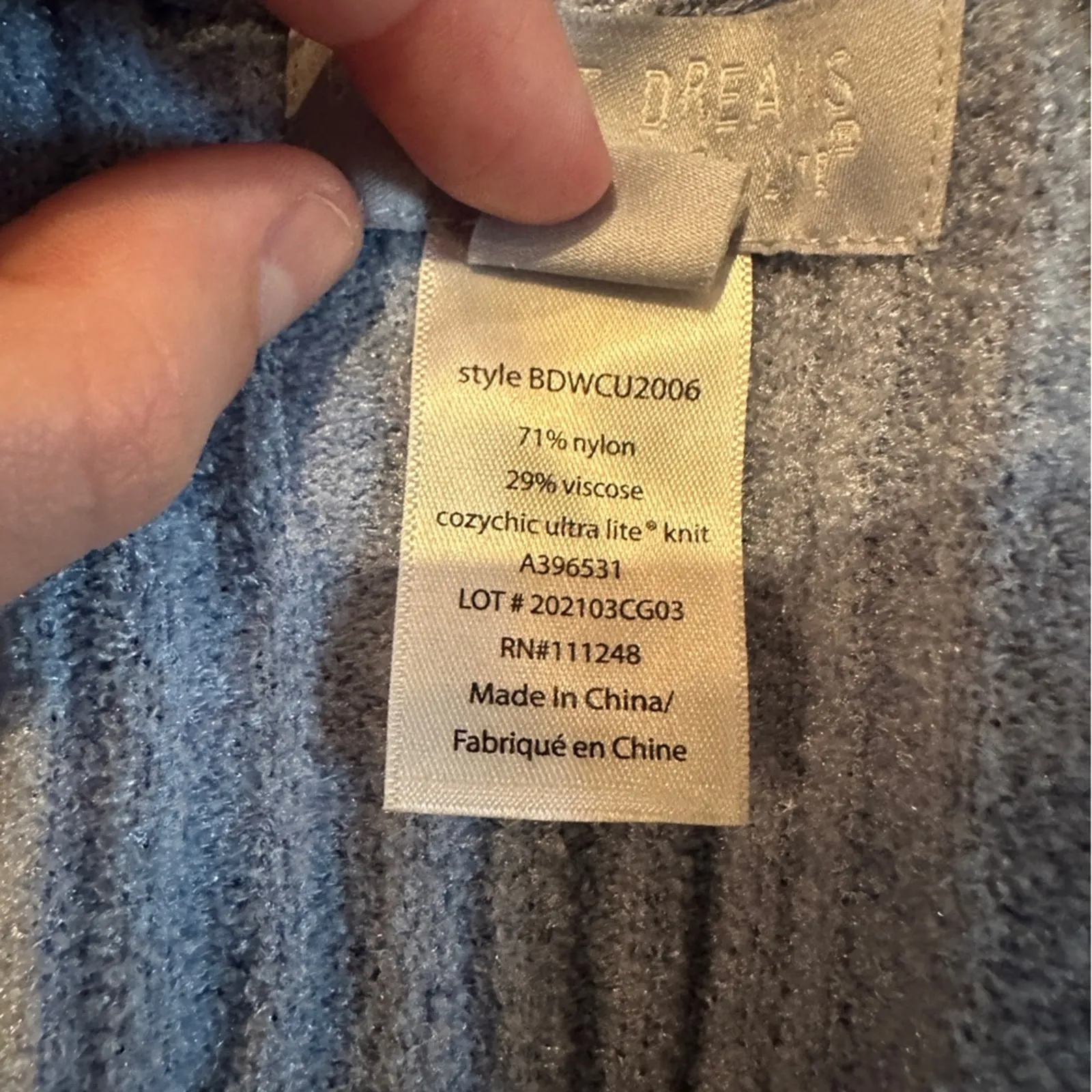 Barefoot Dreams Blue Ribbed Long Sleeve Hooded Open Front Cardigan Sz S - Image 8