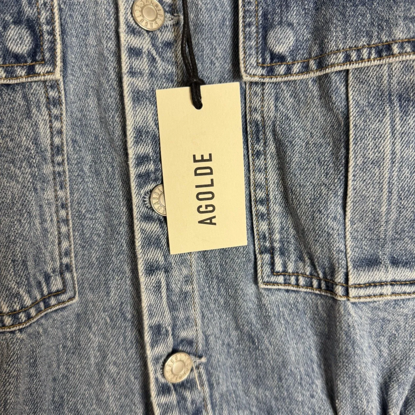 Agolde Tatum Denim Jumpsuit Womens Large Light Wash Belted One Piece Coverall - Image 9