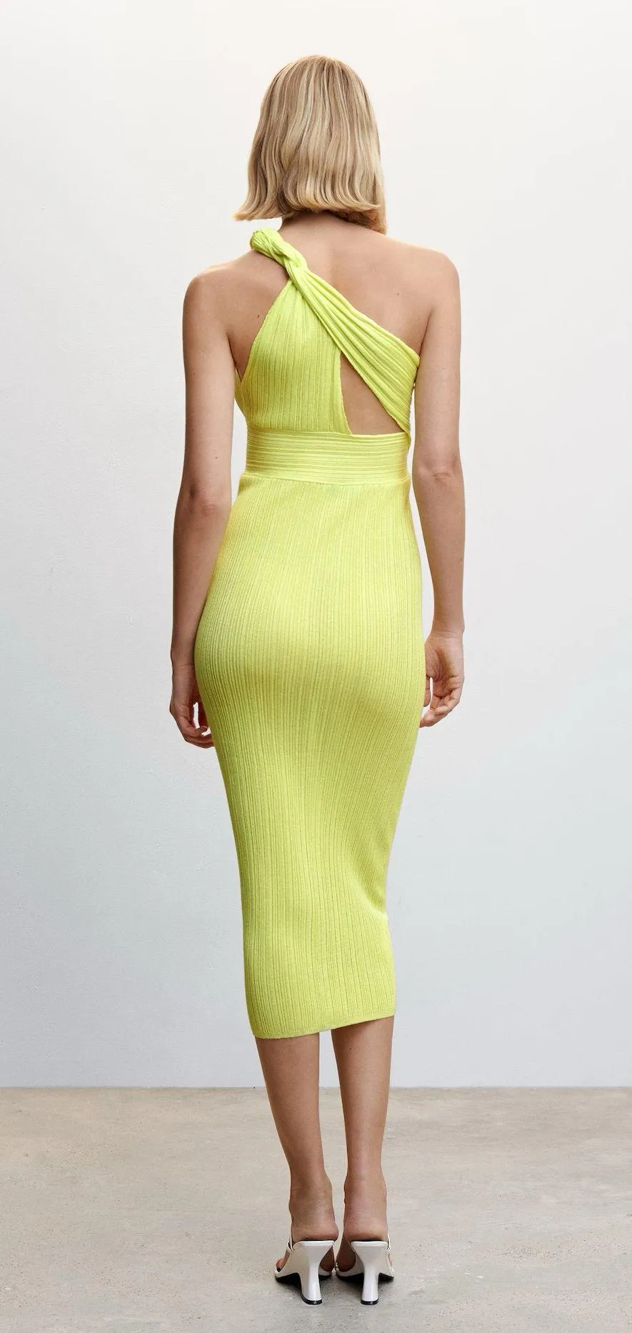 Yellow Asymmetrical Midi Dress  - Image 2