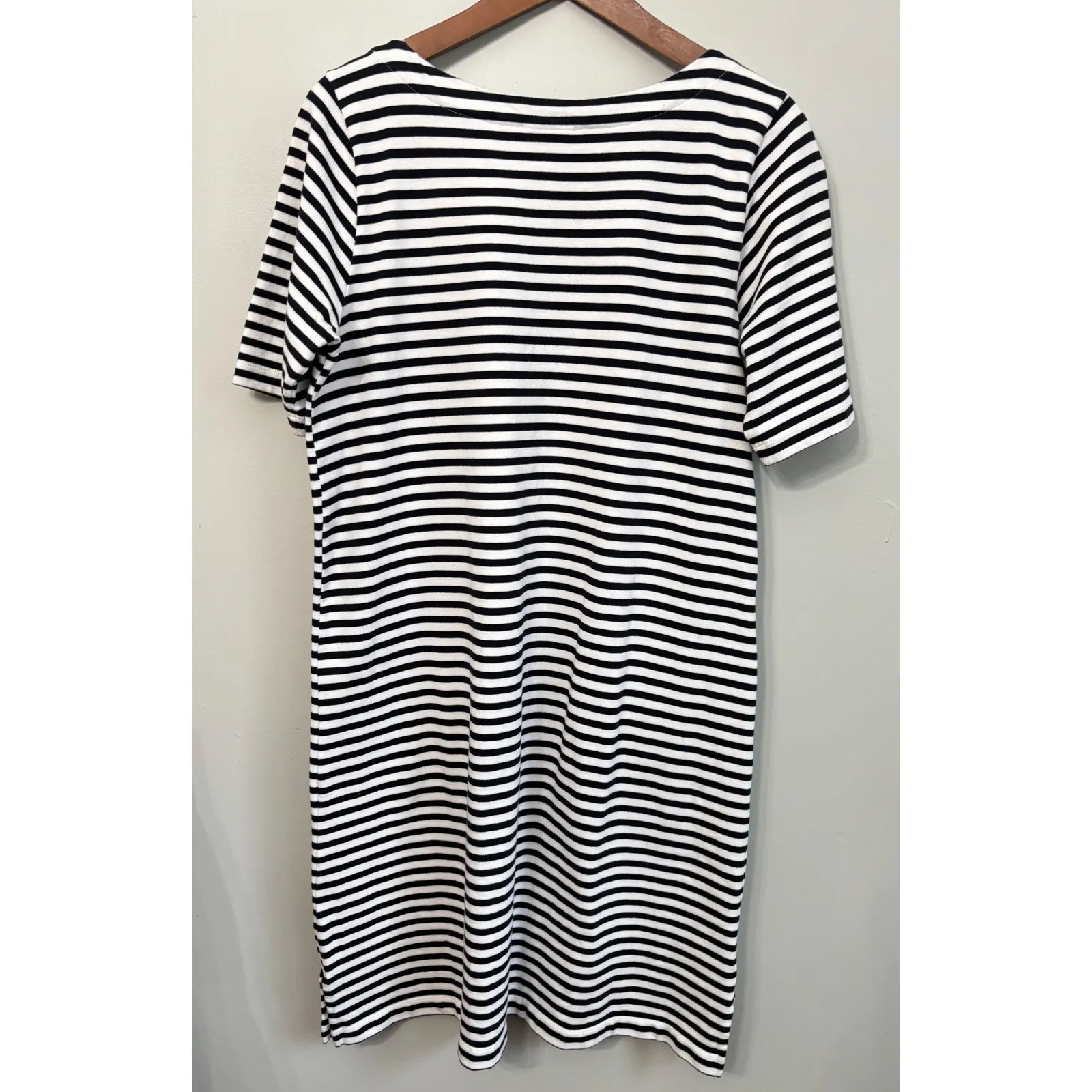 J Jill Dress Women Size M Striped Short Sleeve Casual  Black White - Image 4