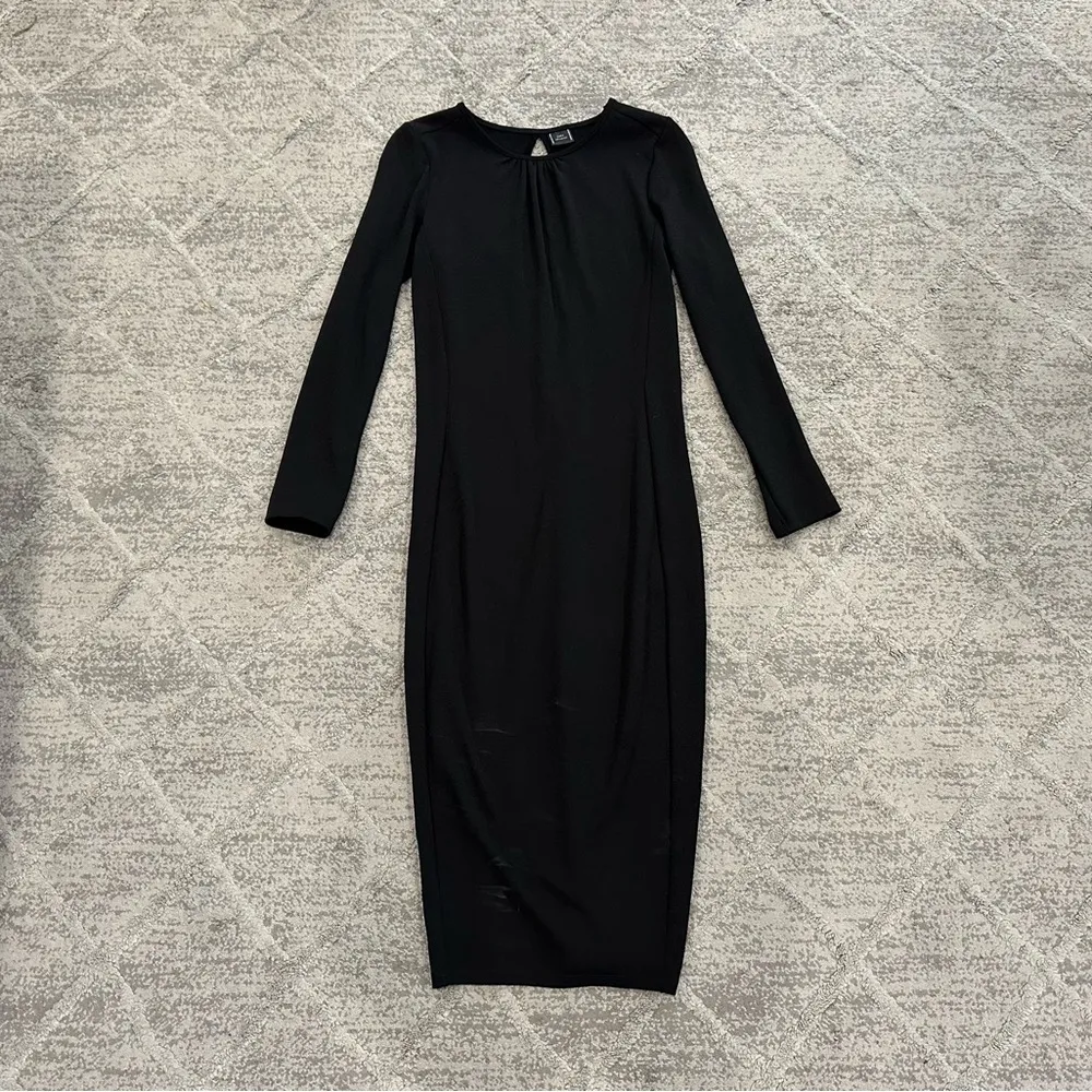 Zara - W/B Collection Keyhole Open Back Black Bodycon Midi Dress - Image 5