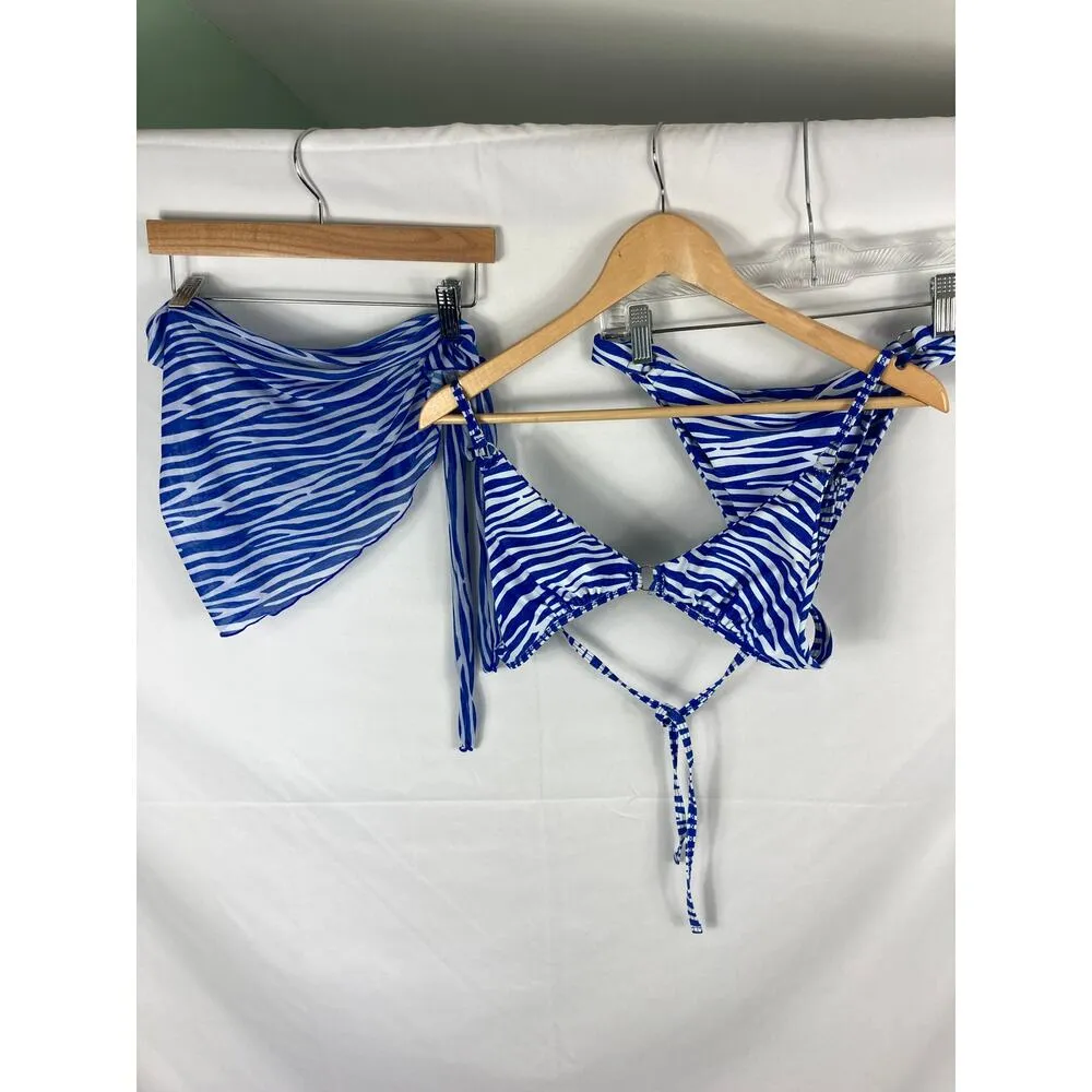 Shein Zebra Print 3 Piece Swimsuit Size Small - Image 2