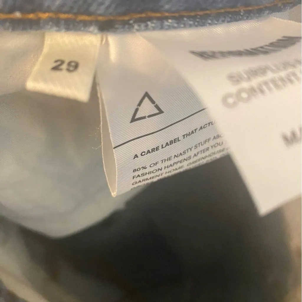 Reformation Jeans Women 29 Seamed Straight Raw Hem Pintuck Medium Wash - Image 5