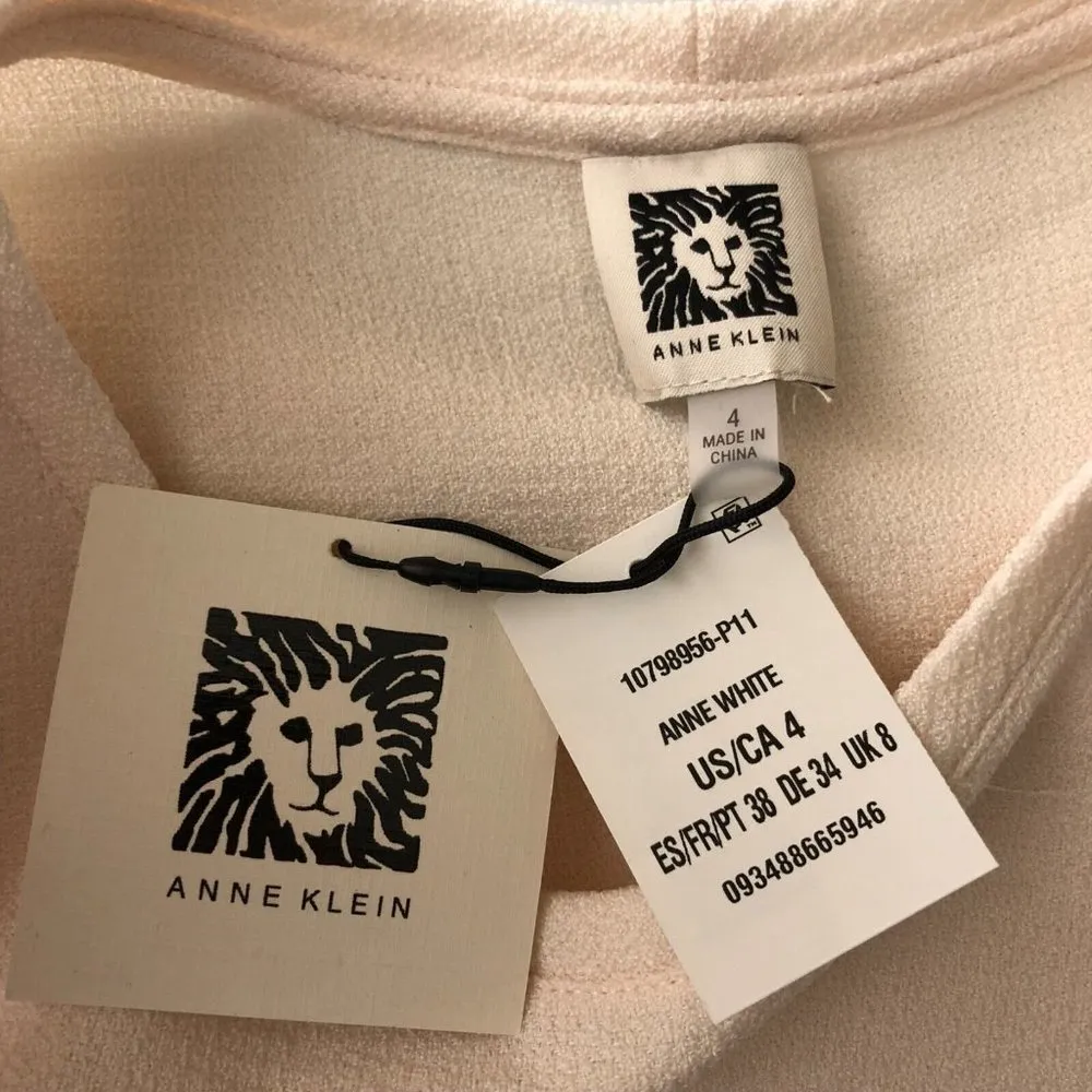 Anne Klein Womens Top Asymmetric Sleeveless Tank Crew Neck Ivory Size 4 - Image 3