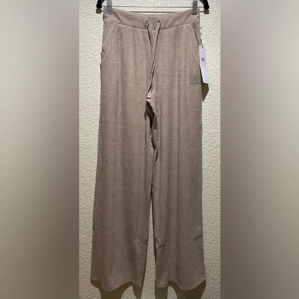 Alo Yoga NWT Muse Wide Leg Pants With Pockets Gravel Heather Color Size S - Image 7