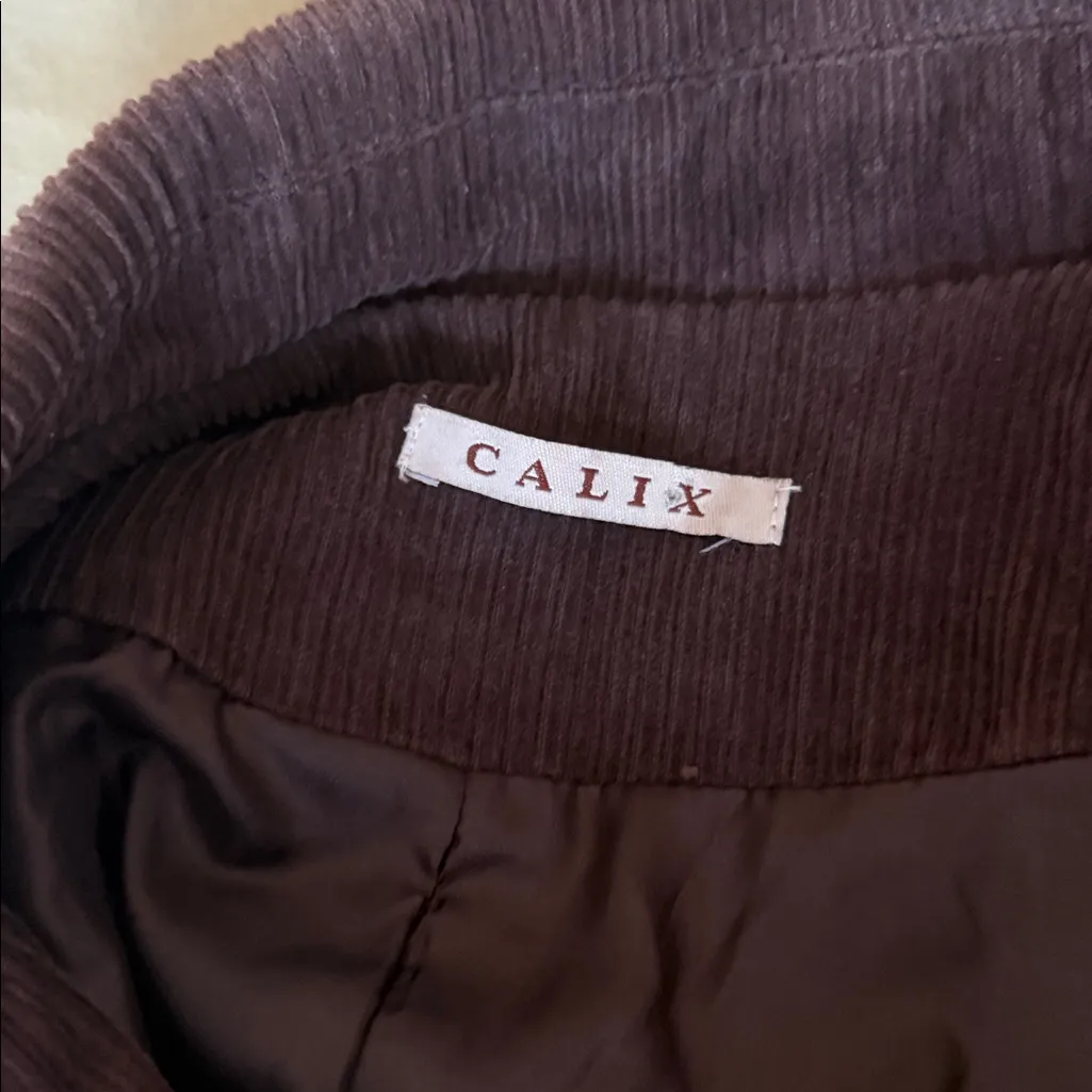 Calix Floral Embroidered Corduroy Jacket Brown Size L - Image 9