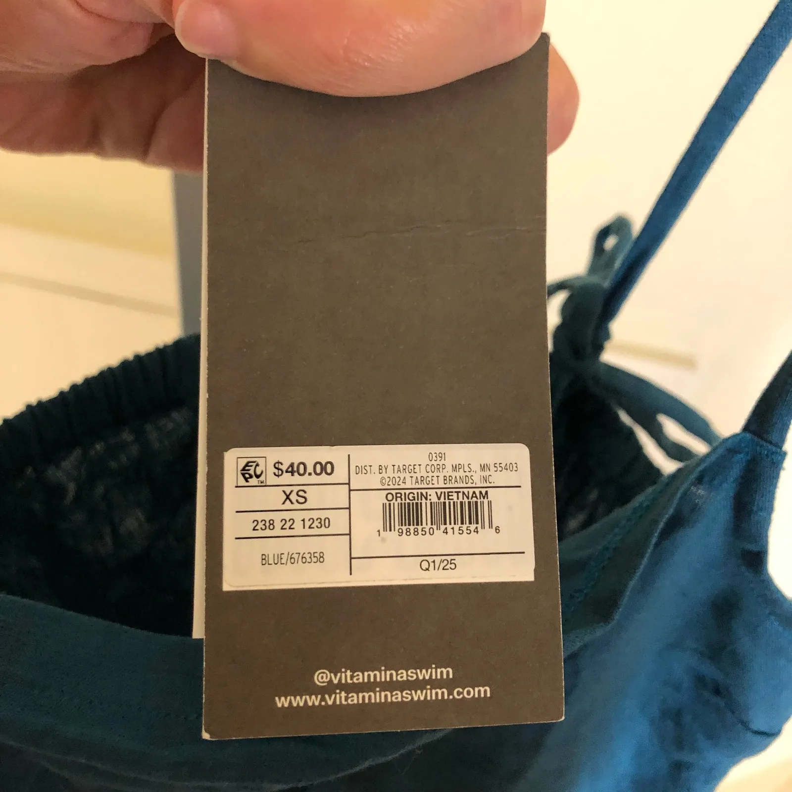 Vitamin A Swimwear NWT Blue Teal Tie Strap Tank Size XS - Image 3