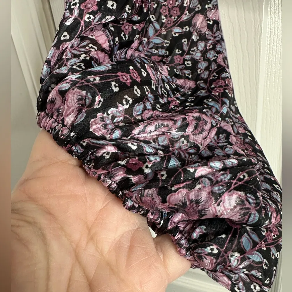 Zara Sheer Floral Cropped Blouse, Size Small - Image 8