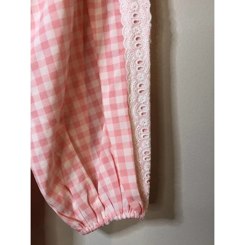Pink Gingham Lace Girly Feminine Cottagecore Preppy Dress - Image 33