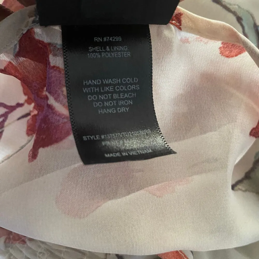 Kate and Lily Sheer White Floral Print Long Sleeve Surplice V - Image 6