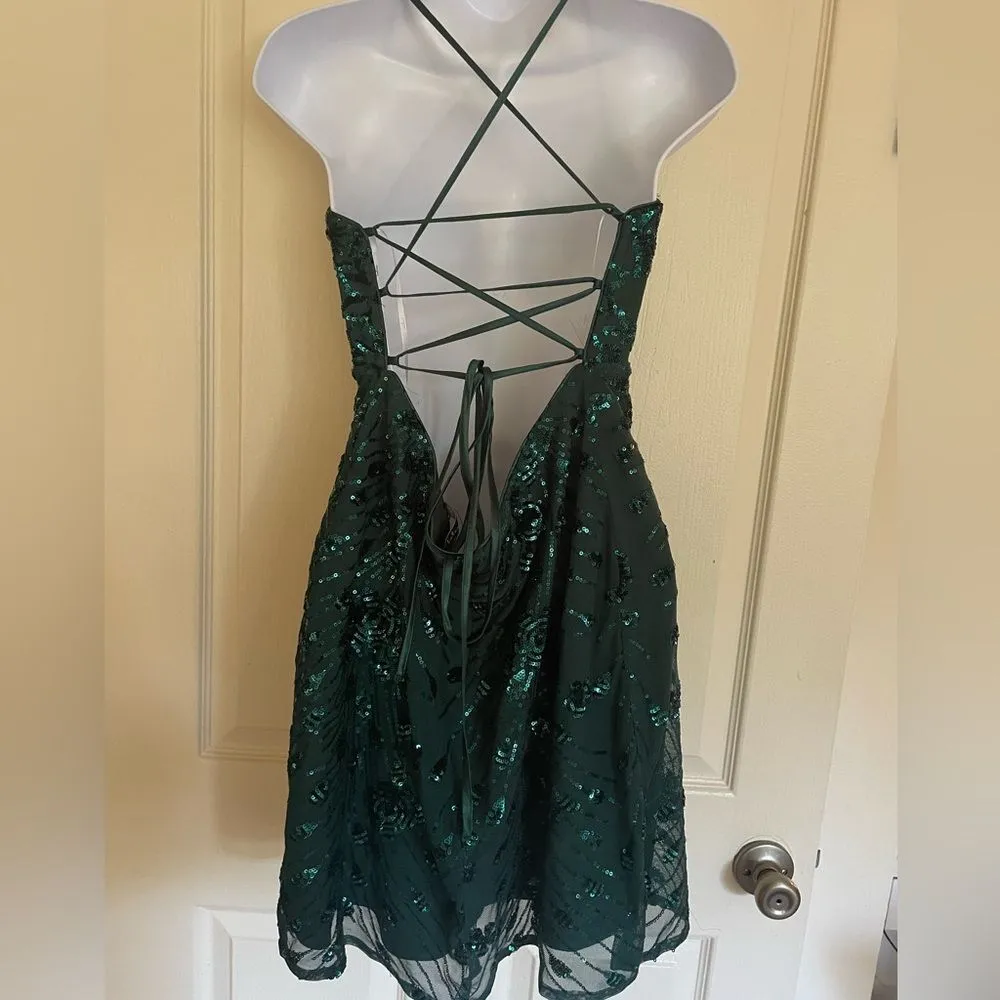 Keep Glowing Floral Sequin Minidress NWOT Green Size XL - Image 6