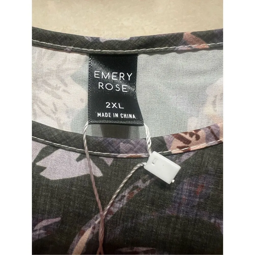 Emery Rose charcoal Floral Print Dress Sz 2XL NWT Gray - Image 3