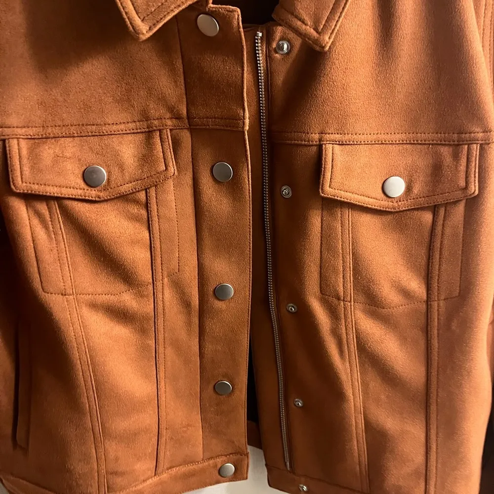 nwt Jacket suede like d&co adaptive zipper size small Tan - Image 2