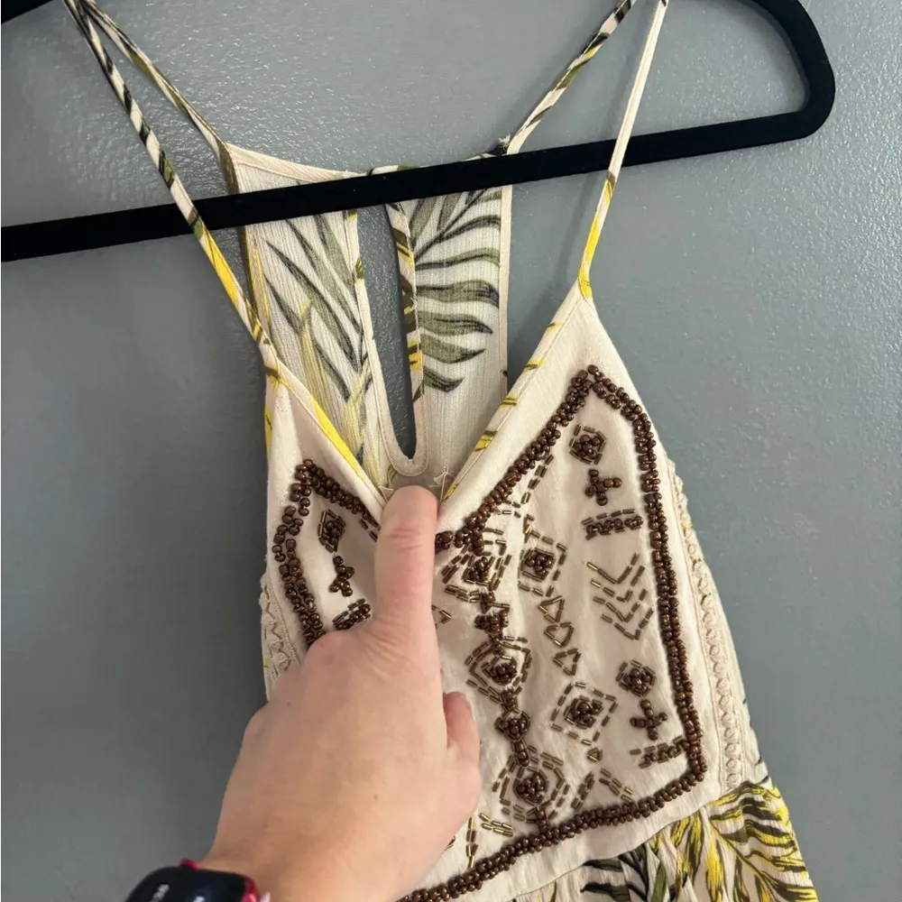 Altar’d State Palm Leaf Beaded Romper - Image 4