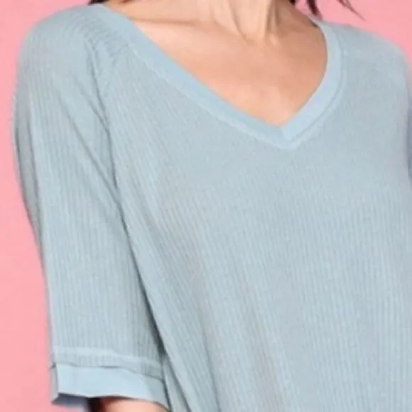 Raglan Sleeve Hi Low Top‎ Blue Size L - Image 12