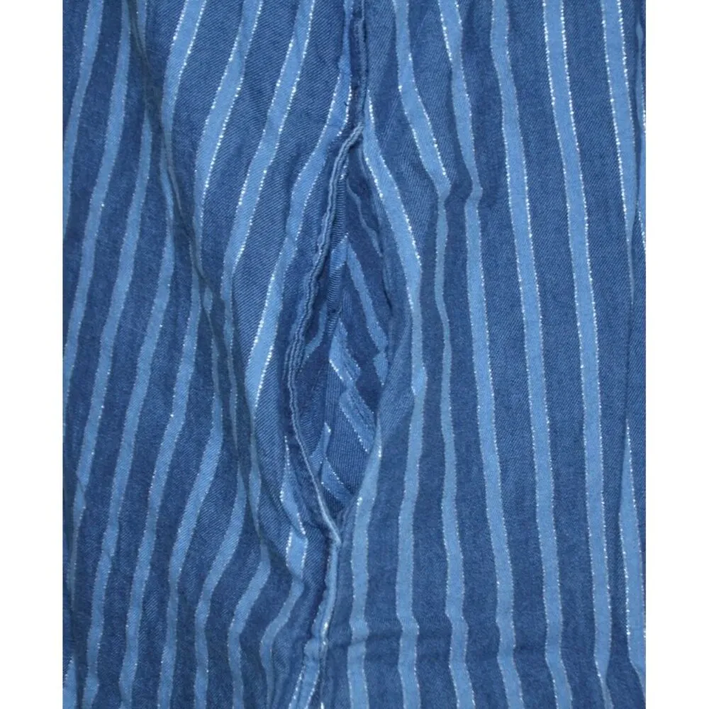 Wrangler Retro Women's L Striped Denim Sleeveless Button-Down Mini Dress Pockets - Image 6