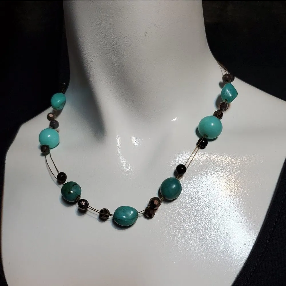 Cookie Lee Blue & Gray Mutli-Strand Necklace - Image 2