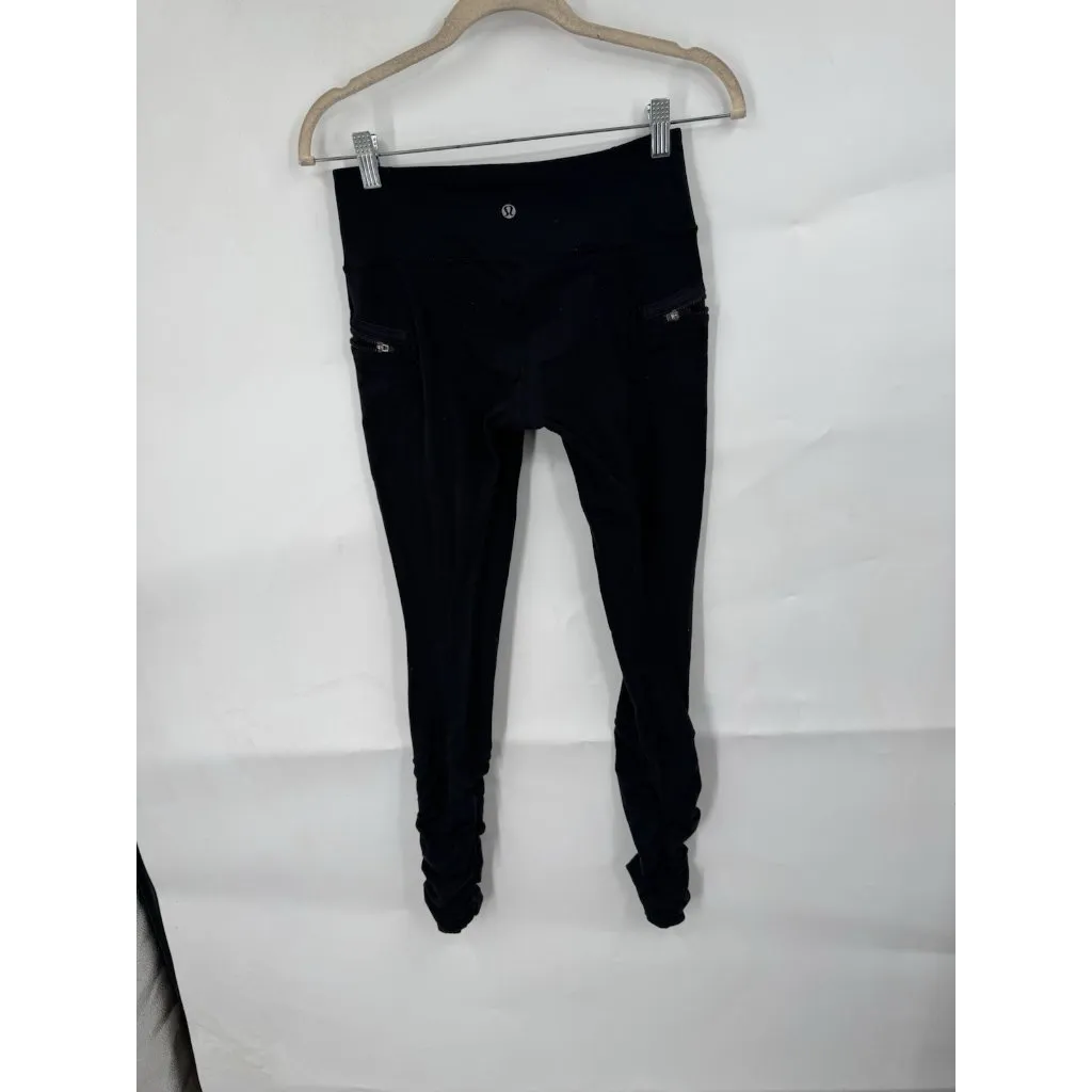 Lululemon Scrunch‎ Zip Ankle High Rise Legging Women 6 Black Athletic Yoga - Image 2