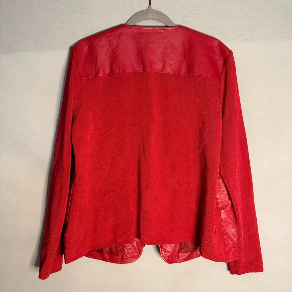 Nygard Collection Red‎ Real Leather Ribbon Knit Jacket XL Plus Size XL Goth Punk Brown - Image 6