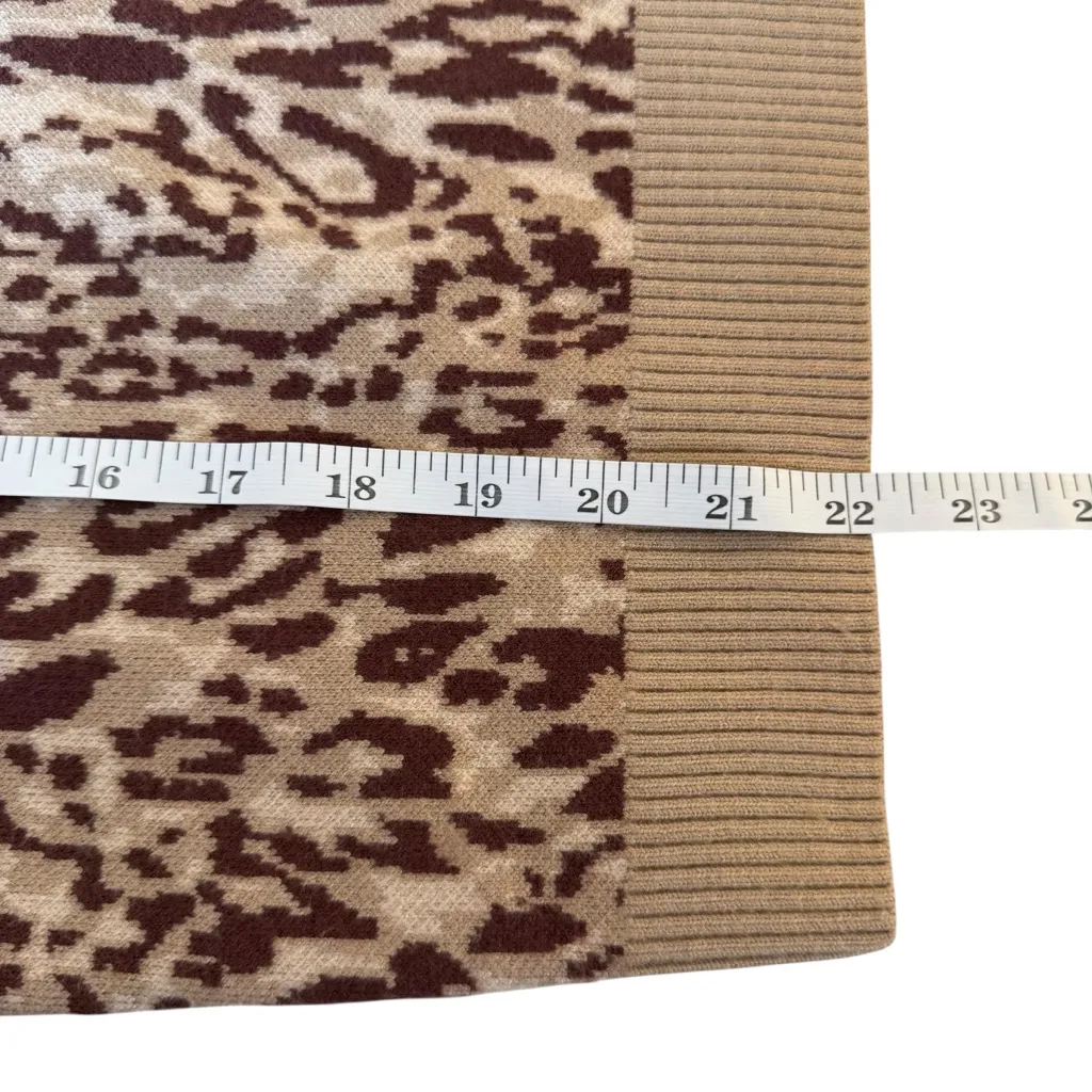 Anthropologie Maeve Knit Leopard Print Sweater XL Puff Sleeve Soft Chic Neutral - Image 13