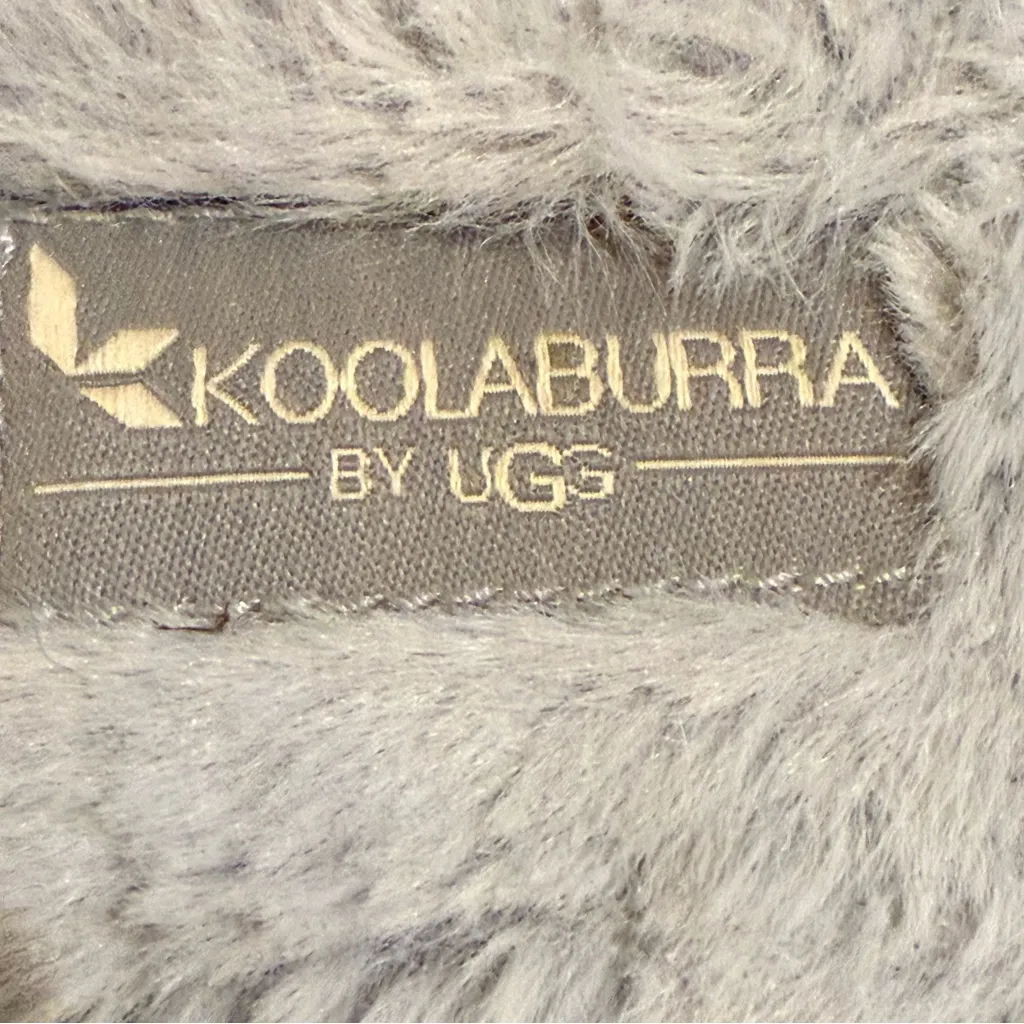 Koolaburra Ishani by UGG  Gray Faux Fur Bow Slide Sandals Slippers Women's 10 - Image 7