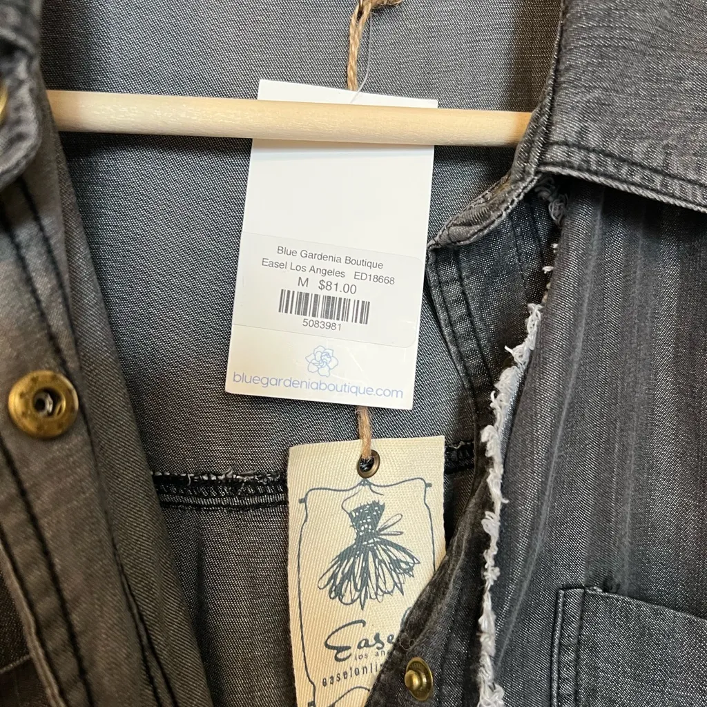 Easel NWT Denim Button-Up Shirt Dress - Image 4