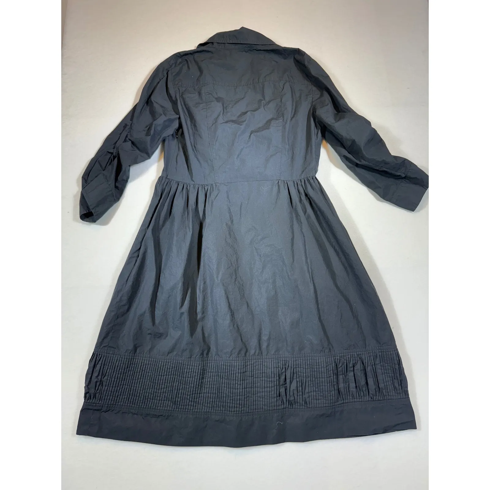 Ann Taylor Black Dress Shirt Dress Pleated Career Professional - Image 2