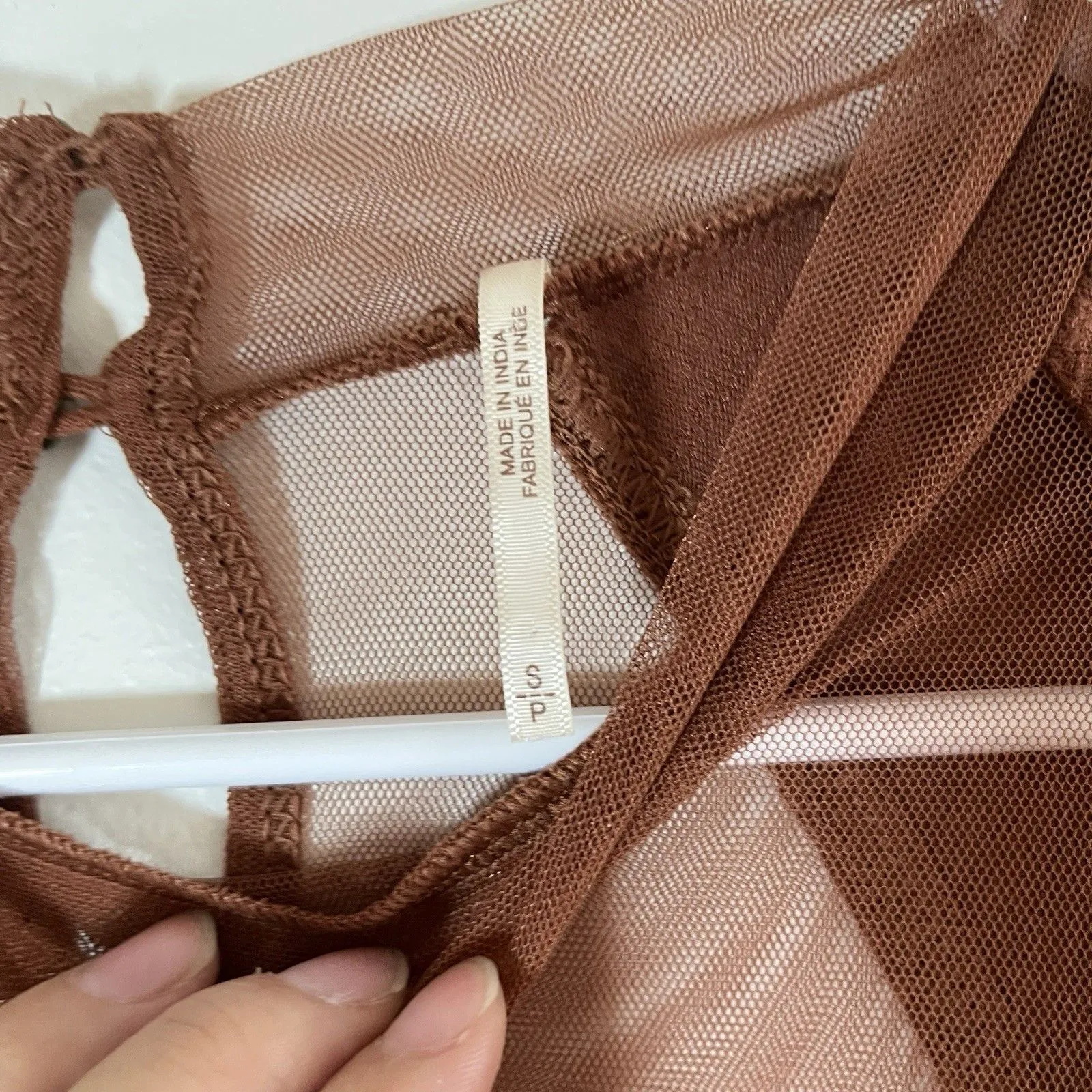 Free People Saheli Embroidered Mesh Top Brown Sz S Brown Tunic Boho Cowboy - Image 5