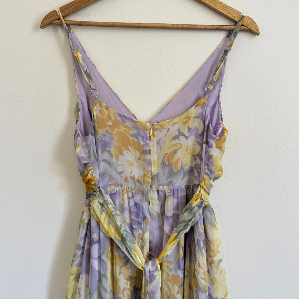 ASTR The Label Floral Dress Size Small Maxi Purple Yellow Wedding Guest Party - Image 8