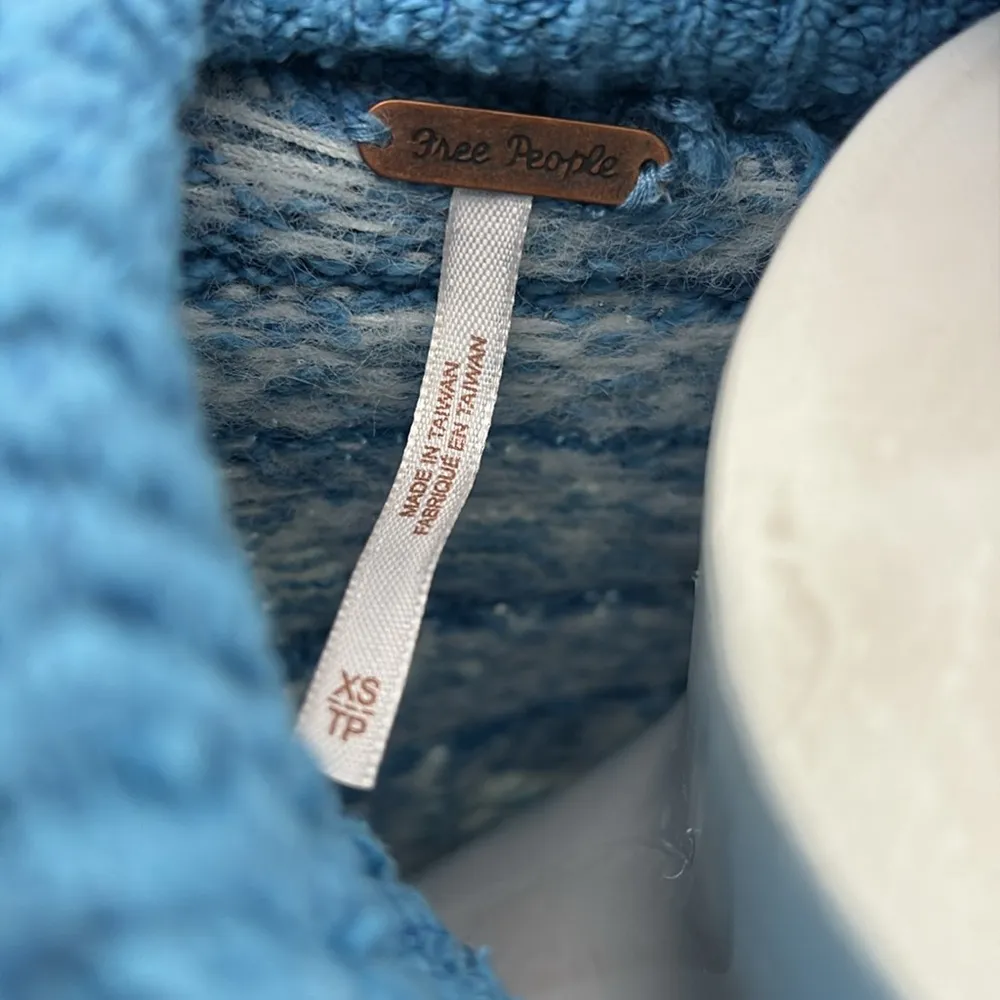 Free People Love Notes Bunny Fair Isle Turtleneck Fitted Cotton Blend Sweater XS - Image 10