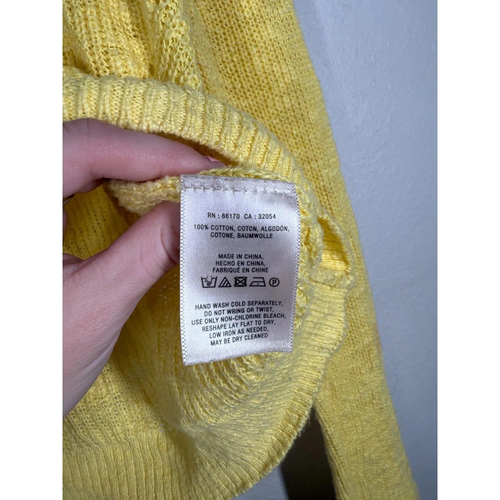 Anthropologie Moth Yellow Cropped Sweater Womens Sz S 100% Cotton Natural - Image 2