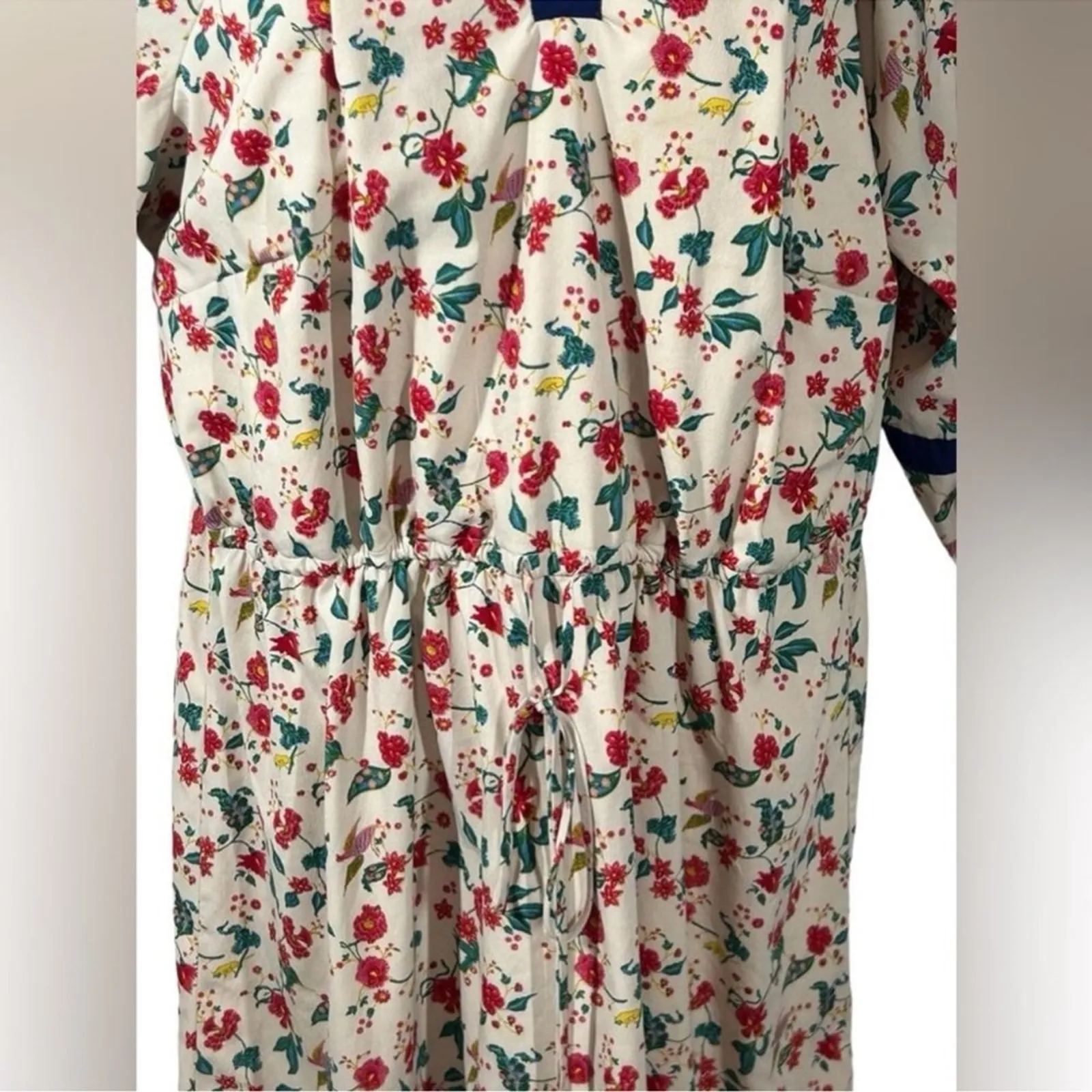 Spruce & Sage Plus Size 20 Cream Navy Floral Midi Dress V - Image 5