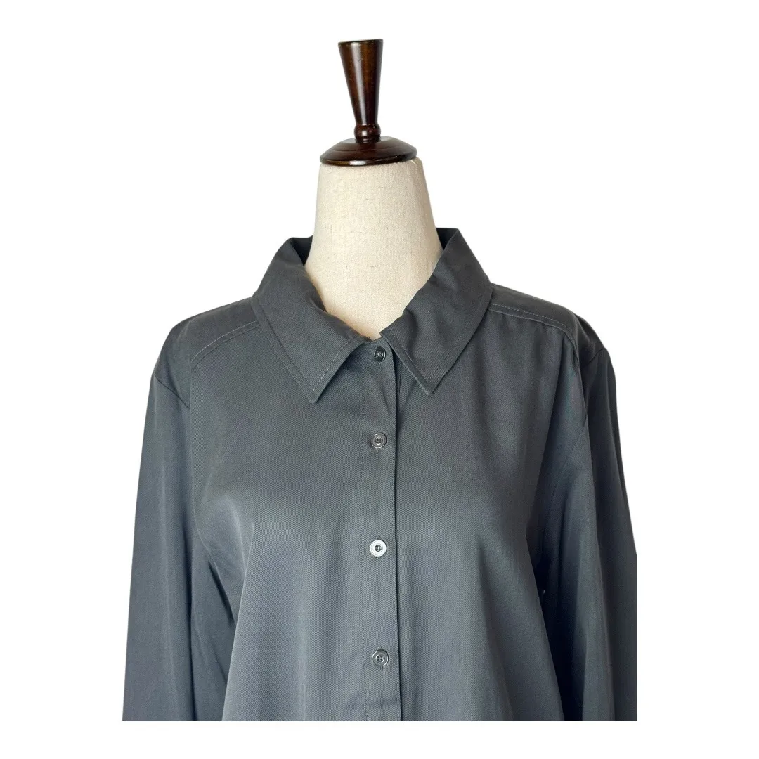 Michael Stars Dress Women Large Black Collared Long Sleeve Shirt Dress Mini NWT‎ - Image 3