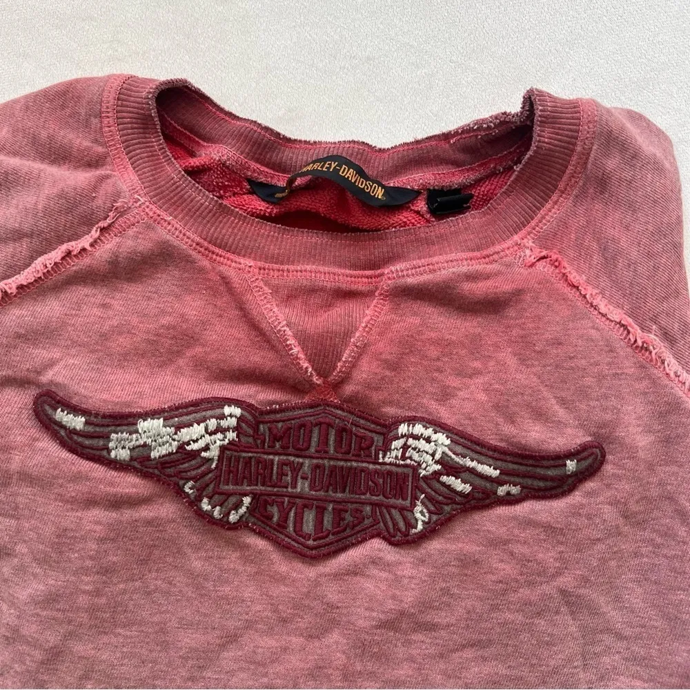 Vintage Y2K Harley Davidson Motorcycle Graphic Logo Crewneck Pullover Sweatshirt Pink - Image 7