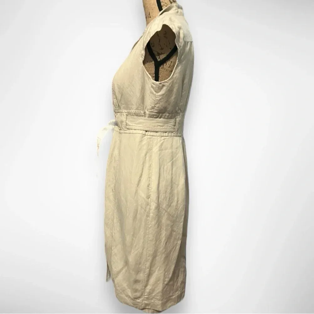 CALVIN KLEIN Women's Khaki Cap Sleeve Belted Dress‎ Size 8 | EUC - Image 4