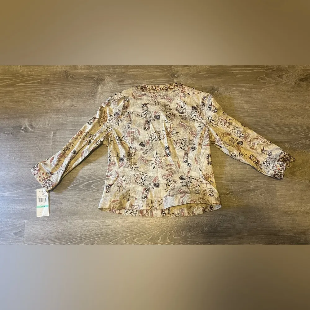 Ruby Rd. Out On A Limb Jacket Snap Front Blouse Womens Size 8 Sand 52132 NWT Tan - Image 10