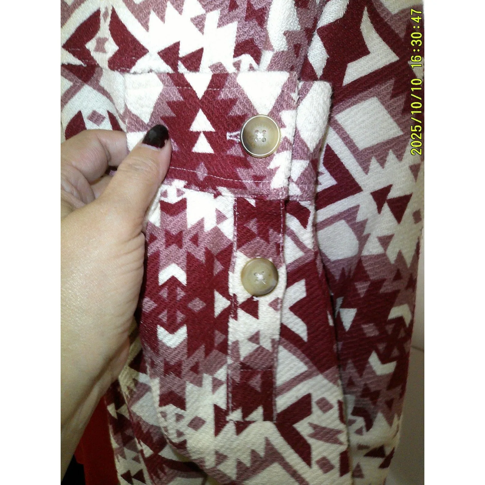 New NWT $85 Womens NWT S Ariat Fillmore Shirt Jacket Red Cream White Warm Button - Image 9