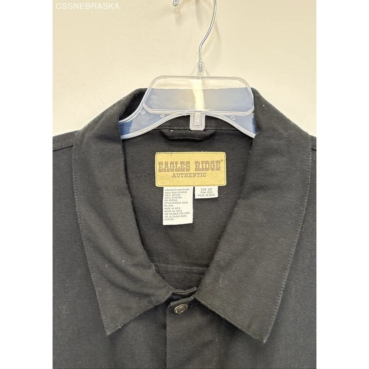 Eagles Ridge Black Jean Jacket Mens Button Front Denim - Image 2