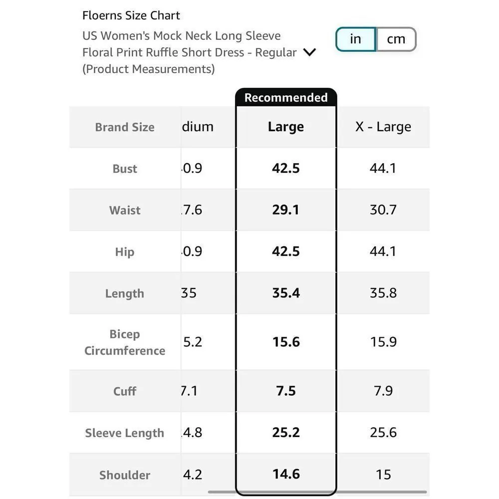 NEW Floerns Mock Neck Long Sleeve Floral Print Ruffle Mini Dress L Black Size L - Image 8