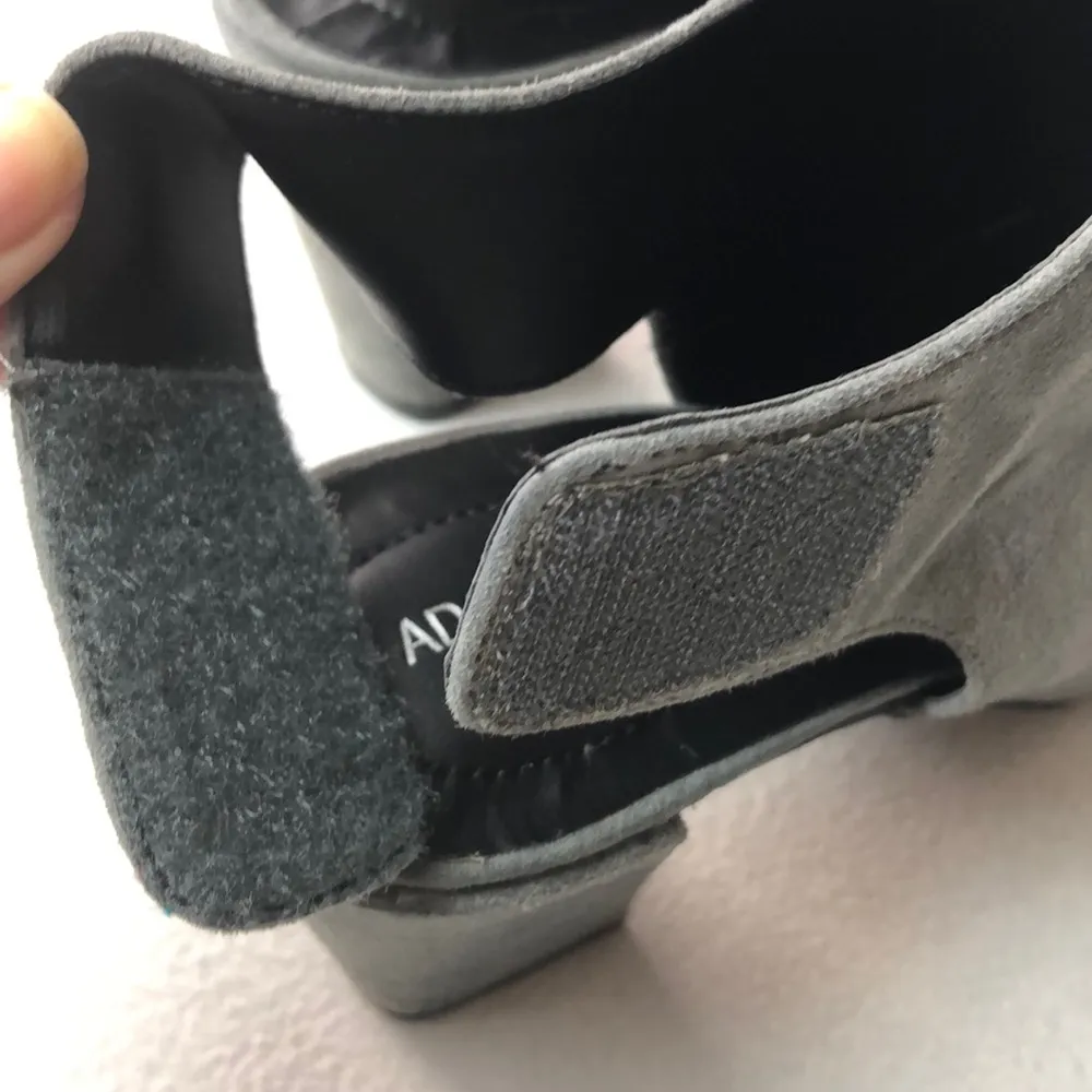 Adam Tucker Jenna Slingback Booties Grey Suede - Image 3